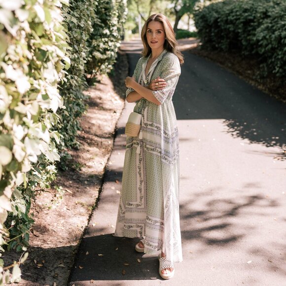 Tory Burch green printed shirt dress NWOT (new without tags) - Picture 2 of 12